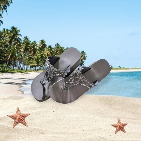 Women's Teen Fashion Wedge Platform Sandals Size 8 Flip Flops Slip-On Shoes - Picture 2 of 4